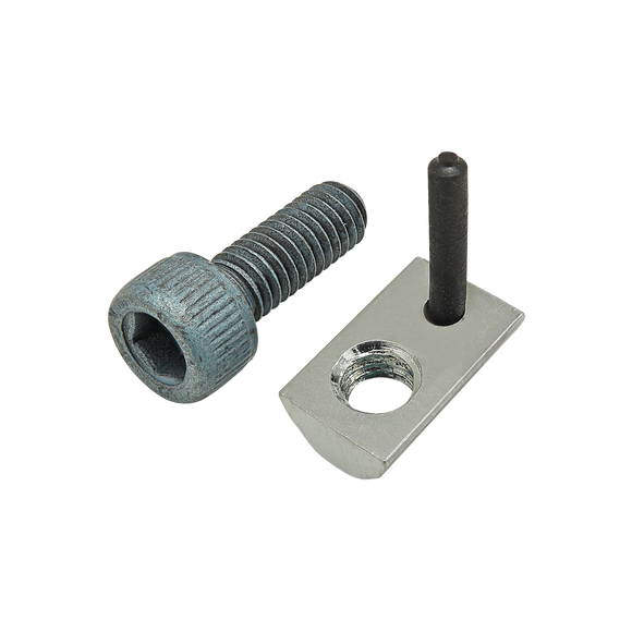 75-3444 -  Bolt Assembly: M6 x 16.00mm Blue SHCS and Roll-In T-Nut with Flex Handle - Bright Zinc