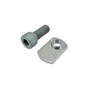 75-3430 -  Bolt Assembly: M8 x 20.00mm Blue SHCS with Slide-In Economy T-Nut - Offset Thread - Bright Zinc