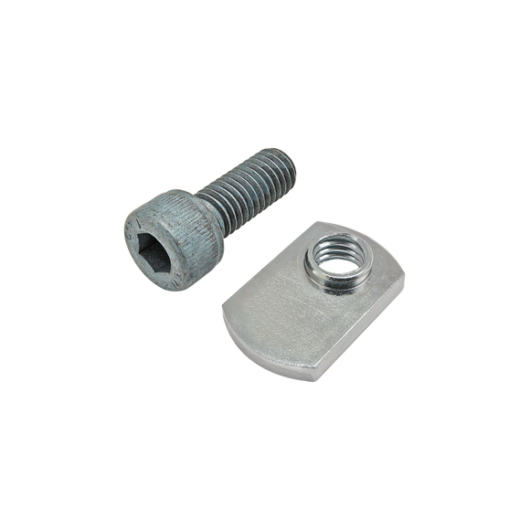 75-3430 -  Bolt Assembly: M8 x 20.00mm Blue SHCS with Slide-In Economy T-Nut - Offset Thread - Bright Zinc