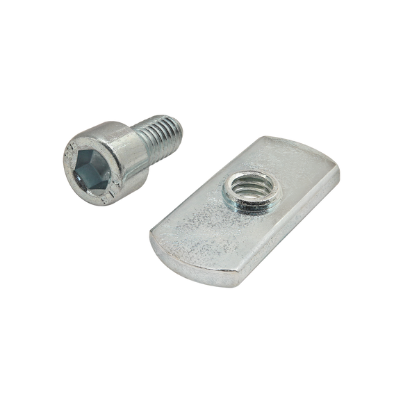 3831 -  Bolt Assembly: M6 x 12.00mm Bright SHCS with Slide-In Economy T-Nut - Centered Thread - Bright Zinc