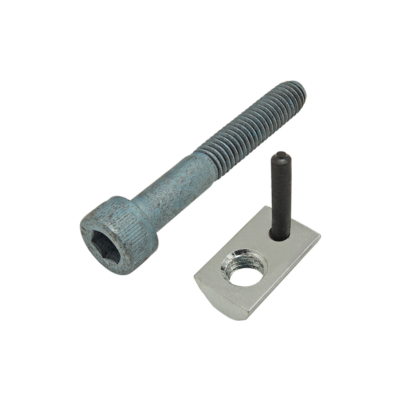 75-3449 -  Bolt Assembly: M6 x 40.00mm Blue SHCS with Roll-In T-Nut with Flex Handle - Bright Zinc