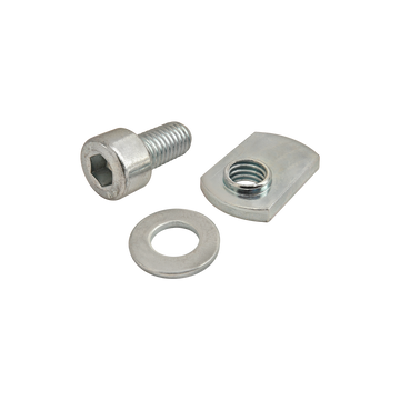 3874 -  Bolt Assembly: M8 x 16.00mm Bright SHCS with Washer and Slide-In Economy T-Nut - Offset Thread - Bright Zinc