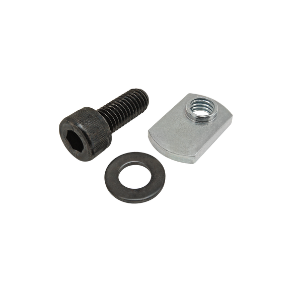 75-3535 -  Bolt Assembly: M8 x 20.00mm Black SHCS with Washer and Slide-In Economy T-Nut - Offset Thread - Bright Zinc