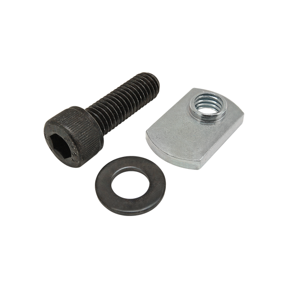75-3536 -  Bolt Assembly: M8 x 25.00mm Black SHCS with Washer and Slide-In Economy T-Nut - Offset Thread - Bright Zinc