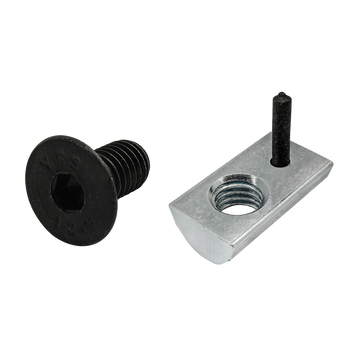 75-3653 -  Bolt Assembly: M8 x 16.00mm Black FHSCS and Roll-In T-Nut with Flex Handle - Bright Zinc