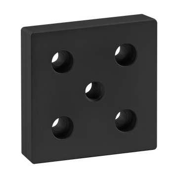40-2140-BLACK -  40 Series 5 Hole - Center Tap Base Plate - 80mm x 80mm with M12 Tap