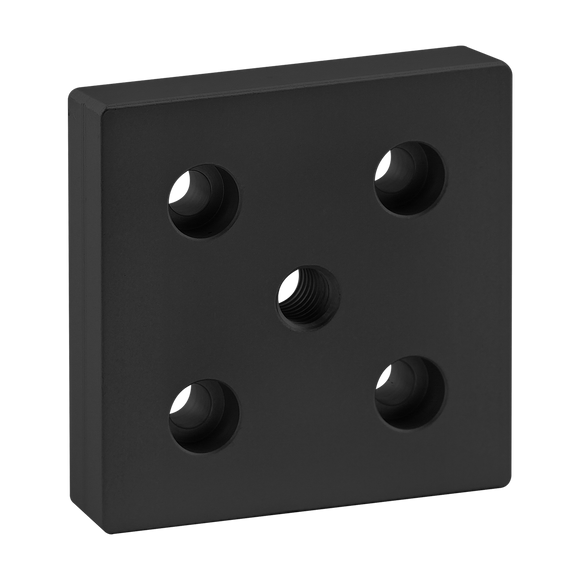 40-2140-BLACK -  40 Series 5 Hole - Center Tap Base Plate - 80mm x 80mm with M12 Tap