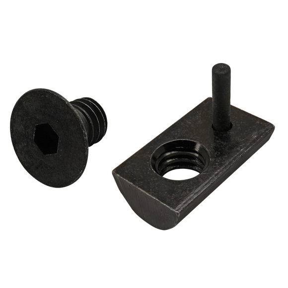 3529 -  Bolt Assembly: 5/16-18 x .500" Black FHSCS and Roll-In T-Nut with Flex Handle - Black Zinc