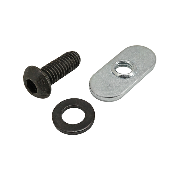 75-3519 -  Bolt Assembly: M6 x 16.00mm Black BHSCS with Washer and Slide-In Economy T-Nut - Centered Thread - Bright Zinc