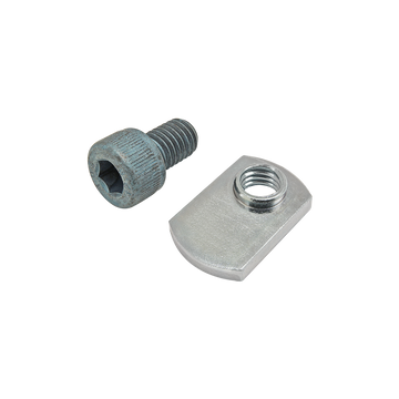 75-3428 -  Bolt Assembly: M8 x 12.00mm Blue SHCS with Slide-In Economy T-Nut - Offset Thread - Bright Zinc