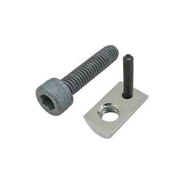 75-3446 -  Bolt Assembly: M6 x 25.00mm Blue SHCS with Roll-In T-Nut with Flex Handle - Bright Zinc