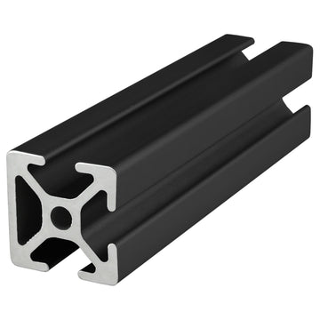 25-2503-BLACK-6.05M -  25mm X 25mm T-Slotted Profile - Three Adjacent Open T-Slots - 6.05M Full Length Profile