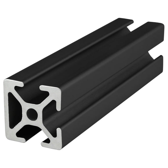 25-2503-BLACK-6.05M -  25mm X 25mm T-Slotted Profile - Three Adjacent Open T-Slots - 6.05M Full Length Profile