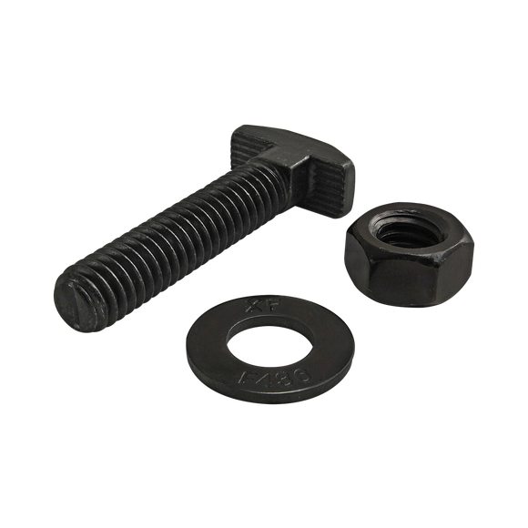 3303 -  Bolt Assembly: 5/16-18 x 1.500" Black Drop-In T-Slot Stud with Washer and Hex Nut - Black Zinc