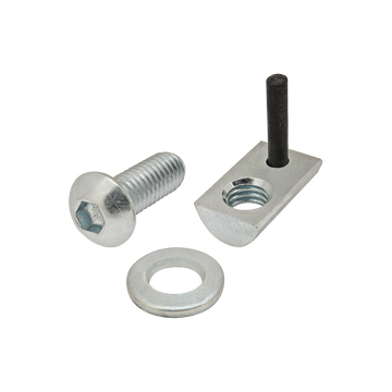 3827 -  Bolt Assembly: M6 x 16.00mm Bright BHSCS with Washer and Roll-In T-Nut with Flex Handle - Bright Zinc