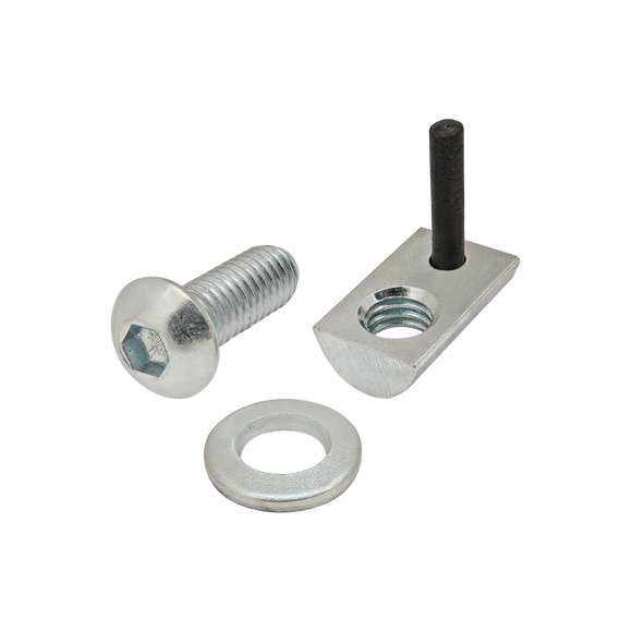 3827 -  Bolt Assembly: M6 x 16.00mm Bright BHSCS with Washer and Roll-In T-Nut with Flex Handle - Bright Zinc