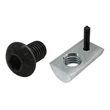 75-3649 -  Bolt Assembly: M8 x 12.00mm Black BHSCS and Roll-In T-Nut with Flex Handle - Bright Zinc