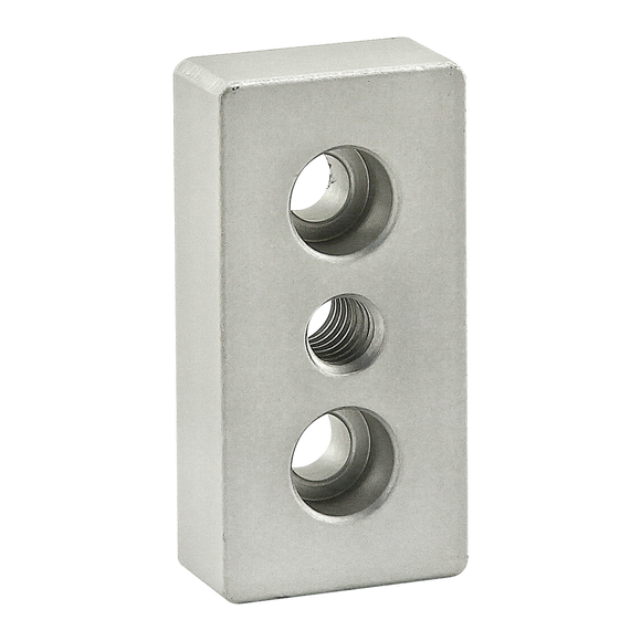 2124 -  10 Series 3 Hole - Center Tap Base Plate: 1.00" x 2.00" with 5/16-18 Tap