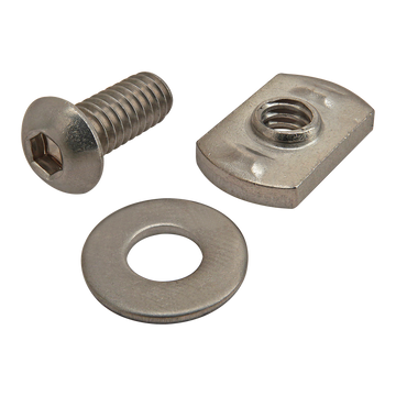 3647 -  Bolt Assembly: SS 1/4-20 x .625" BHSCS with Washer and Slide-In Economy T-Nut - Centered Thread
