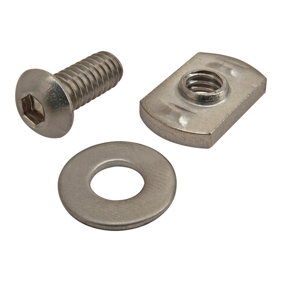 3647 -  Bolt Assembly: SS 1/4-20 x .625" BHSCS with Washer and Slide-In Economy T-Nut - Centered Thread