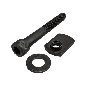 3428 -  Bolt Assembly: 5/16-18 x 2.500" Black SHCS with Washer and Slide-In Economy T-Nut - Offset Thread - Black Zinc