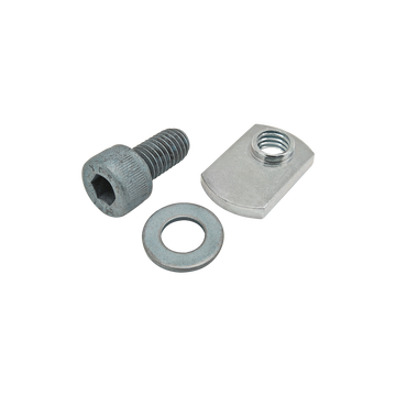 75-3432 -  Bolt Assembly: M8 x 16.00mm Blue SHCS with Washer and Slide-In Economy T-Nut - Offset Thread - Bright Zinc