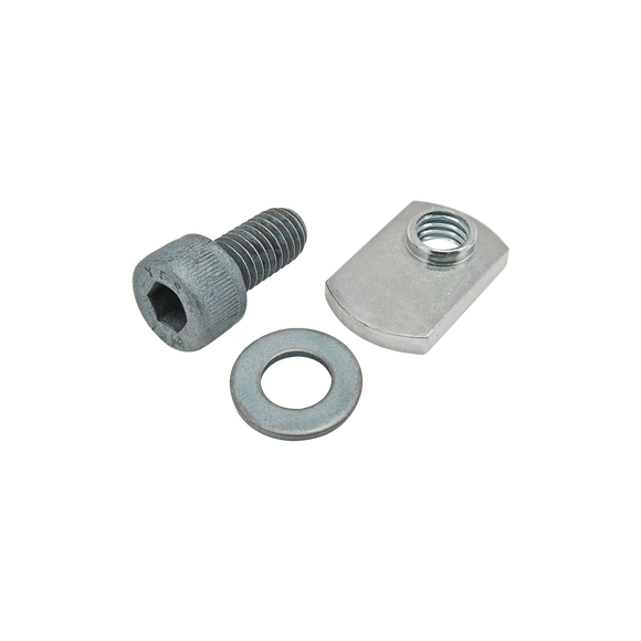 75-3432 -  Bolt Assembly: M8 x 16.00mm Blue SHCS with Washer and Slide-In Economy T-Nut - Offset Thread - Bright Zinc