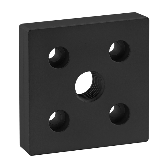 40-2366-BLACK -  40 Series 5 Hole - Center Tap Base Plate - 80mm x 80mm with M20 Tap
