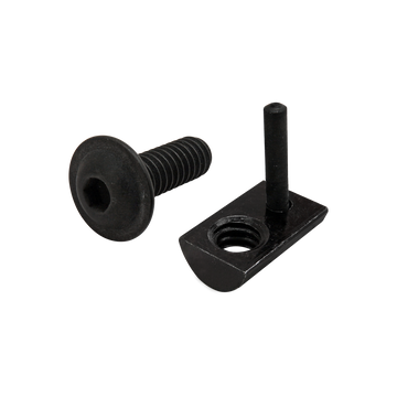 3485 -  Bolt Assembly: 1/4-20 x .750" Black FBHSCS with Roll-In T-Nut with Flex Handle - Black Zinc