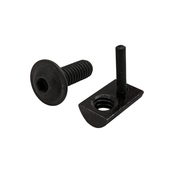 3485 -  Bolt Assembly: 1/4-20 x .750" Black FBHSCS with Roll-In T-Nut with Flex Handle - Black Zinc