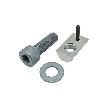 75-3465 -  Bolt Assembly: M8 x 25.00mm Blue SHCS with Washer and Roll-In T-Nut with Flex Handle - Bright Zinc