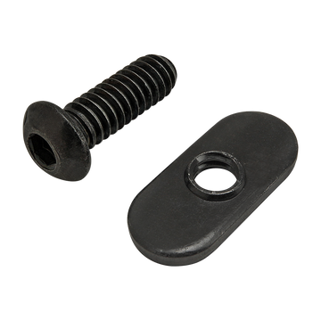 75-3804 -  Bolt Assembly: 1/4-20 x .750" Black BHSCS with Slide-In Economy T-Nut - Centered Thread - Black Zinc