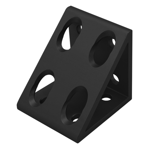 4138-BLACK -  10 Series 8 Hole - Gusseted Inside Corner Bracket