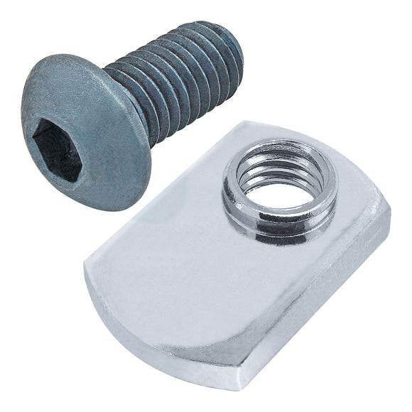 75-3422 -  Bolt Assembly: M8 x 16.00mm Blue BHSCS with Slide-In Economy T-Nut - Offset Thread - Bright Zinc