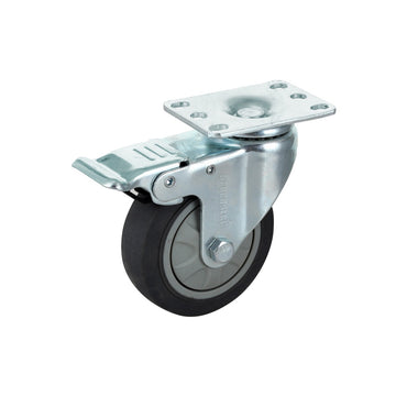 W-4PSB -  Flanged Mount Swivel Caster w Brake: 3.937"