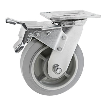 2707 -  Heavy-Duty Flange Mount Swivel Caster w Brake: 6.00" (152.4mm)